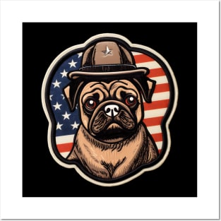 Pug 4th of July Posters and Art